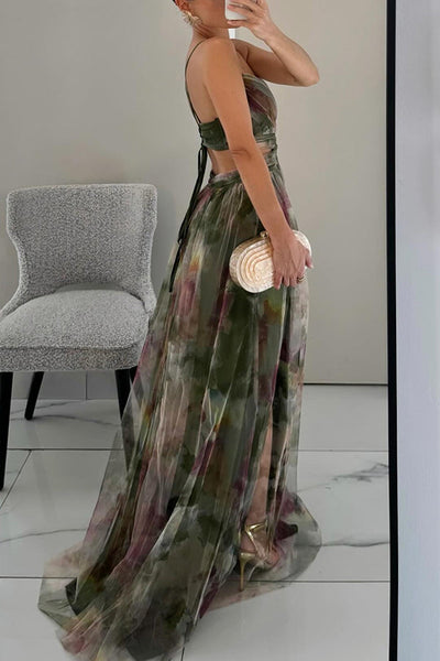 Tallulah - Watercolor chiffon maxi dress