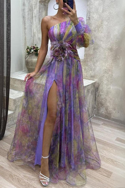Kayla - Asymmetrical Floral Maxi Dress