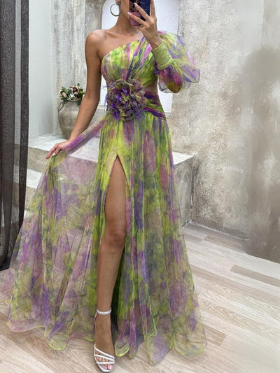 Kayla - Asymmetrical Floral Maxi Dress