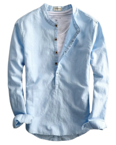 Callum - Classic collarless linen shirt