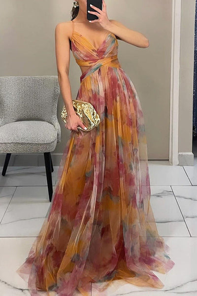 Tallulah - Watercolor chiffon maxi dress