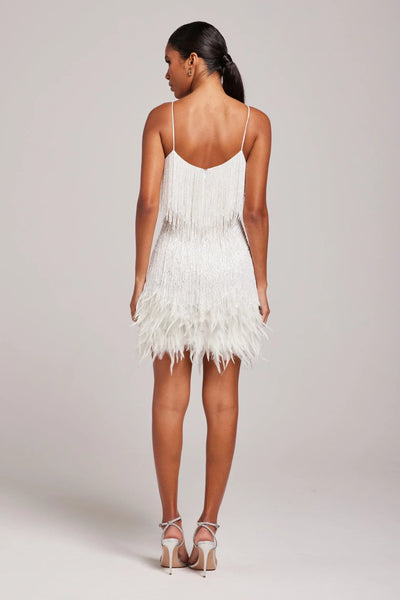 Ariana - Fringe & feather party mini dress