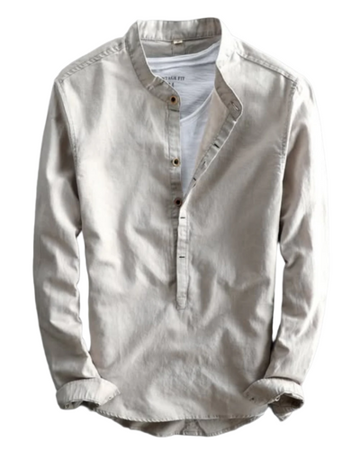 Callum - Classic collarless linen shirt