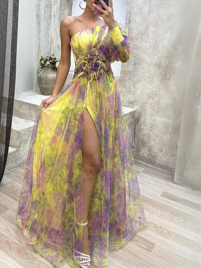 Kayla - Asymmetrical Floral Maxi Dress