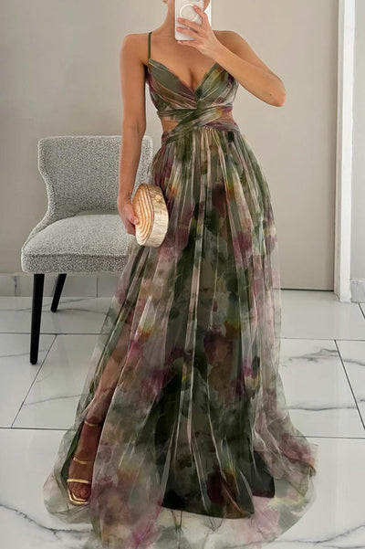 Tallulah - Watercolor chiffon maxi dress