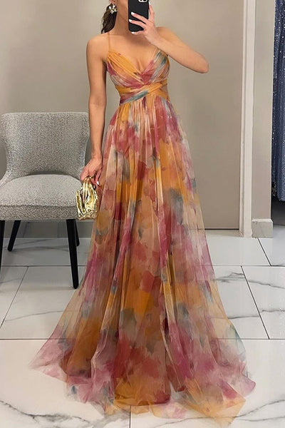Tallulah - Watercolor chiffon maxi dress