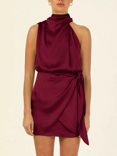 Talia – One Shoulder Satin Mini Dress