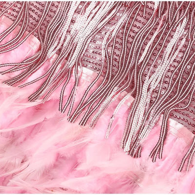 Ariana - Fringe & feather party mini dress