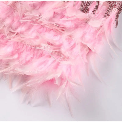 Ariana - Fringe & feather party mini dress