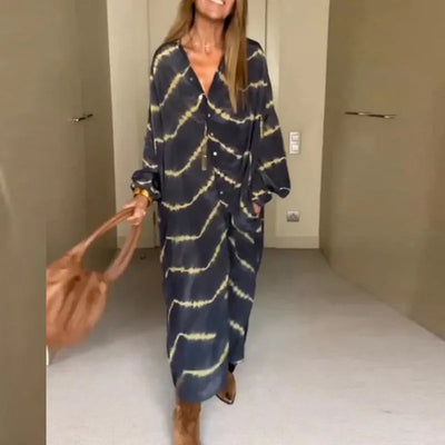 Xandriah - Boho stripe long sleeve dress