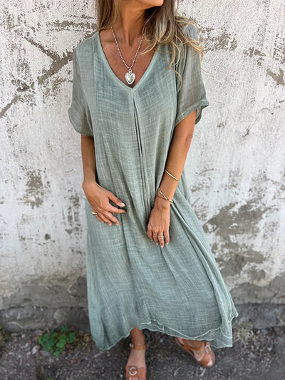 Brionna - Elegant v neck midi dress