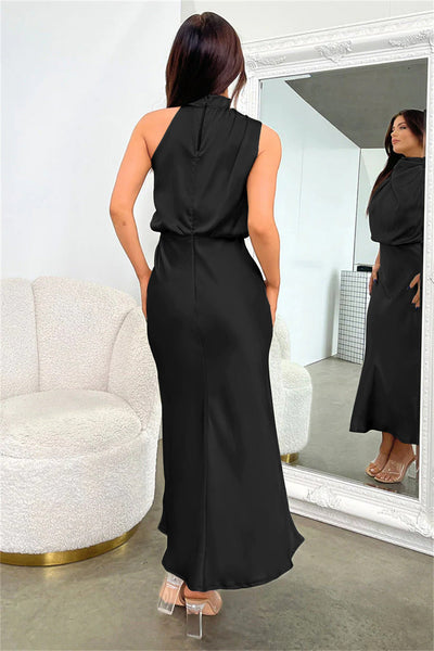 Alurelia - Halter neck satin maxi dress