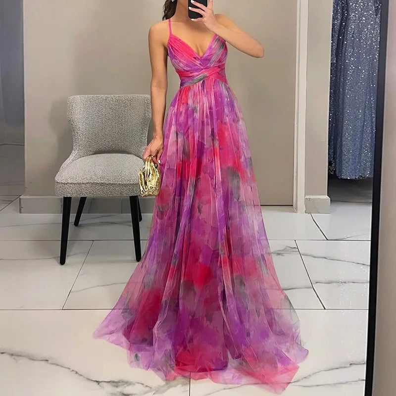 Tallulah - Watercolor chiffon maxi dress