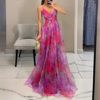 Tallulah - Watercolor chiffon maxi dress