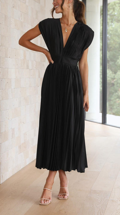 Sienna - Pleated satin midi dress
