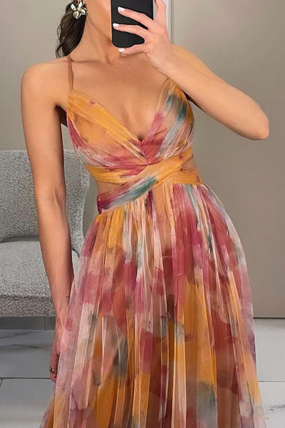 Tallulah - Watercolor chiffon maxi dress