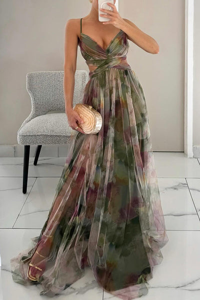 Tallulah - Watercolor chiffon maxi dress
